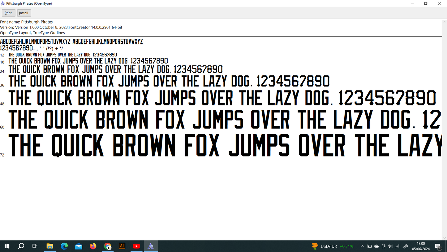 MLB Pitssburgh Pirates 2023 Font