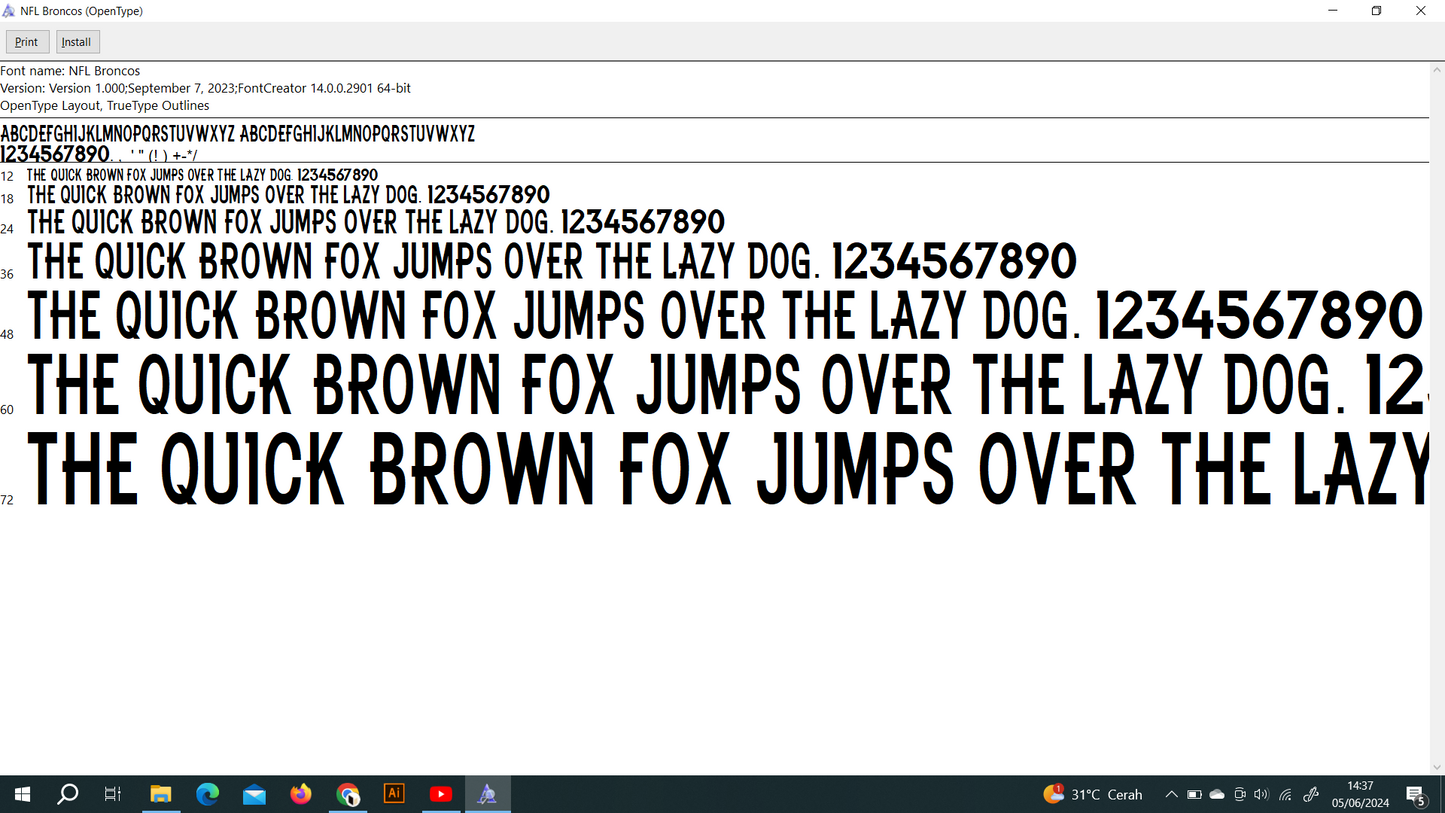 NFL Denver Broncos 2023 Font