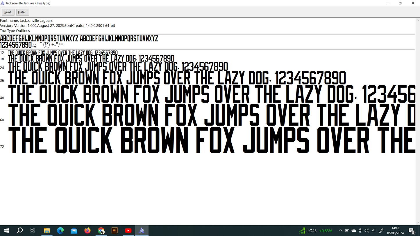 NFL Jacksonville Jaguars 2023 Font