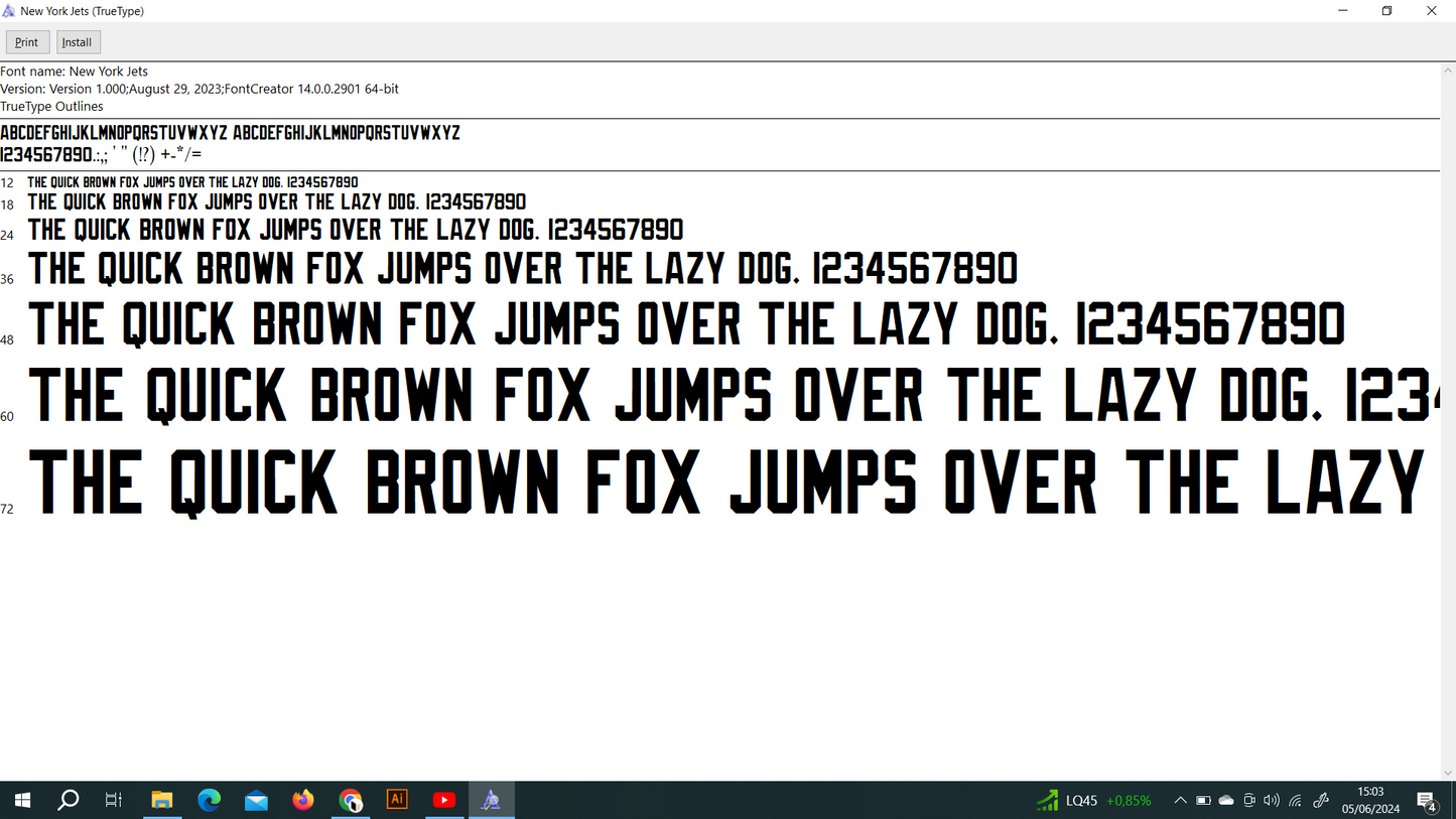 NFL New York Jets 2023 Font