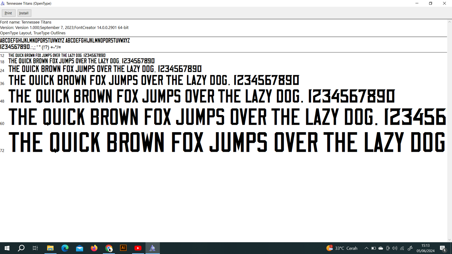 NFL Tennessee Titans 2023 Font