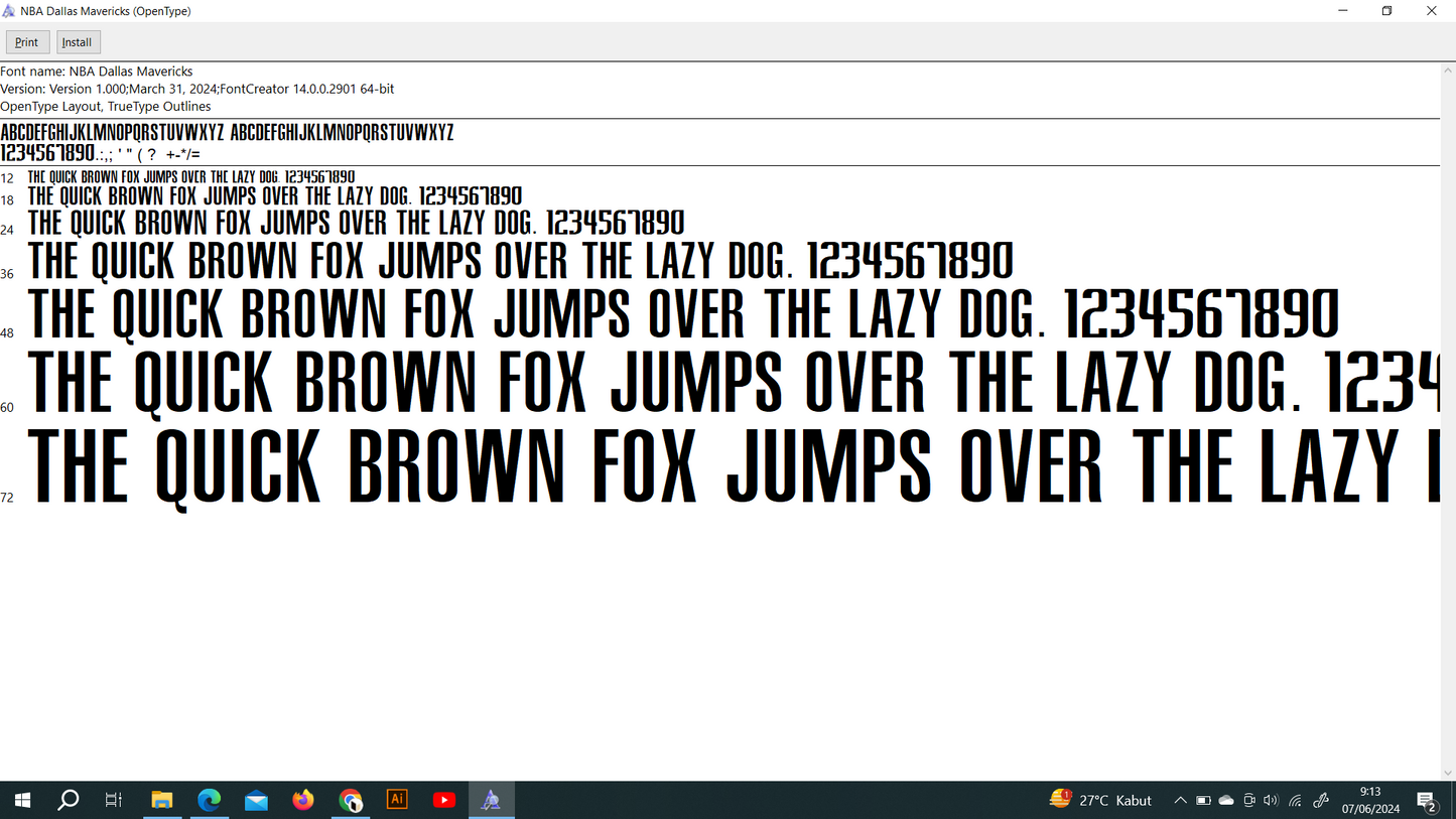 NBA Dallas Mavericks 2023 Font