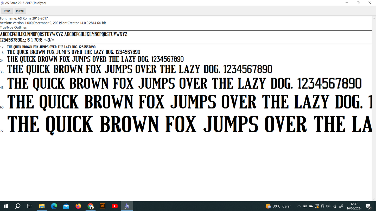 AS Roma 2016-2017 Font