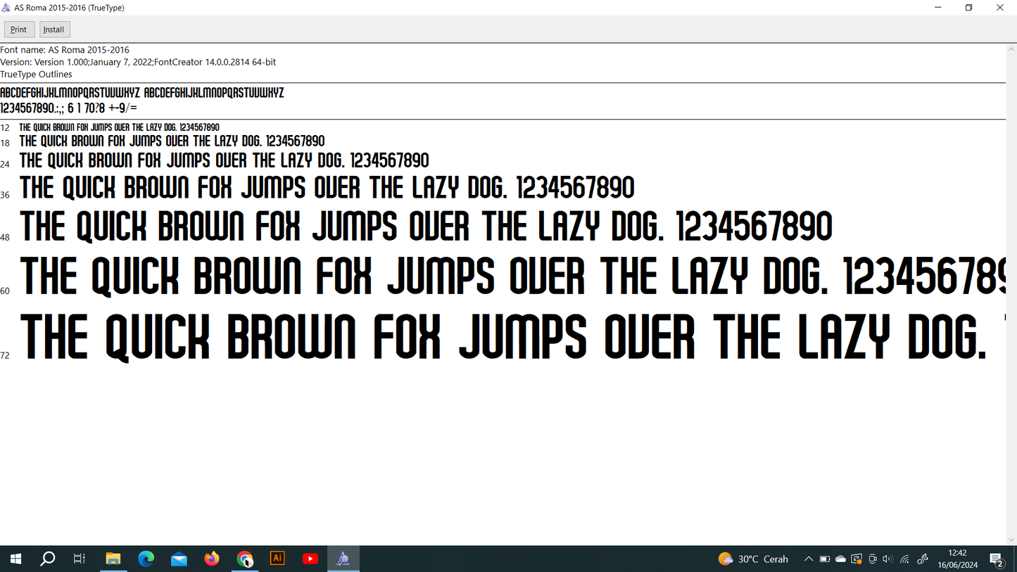 AS Roma 2015-2016 Font