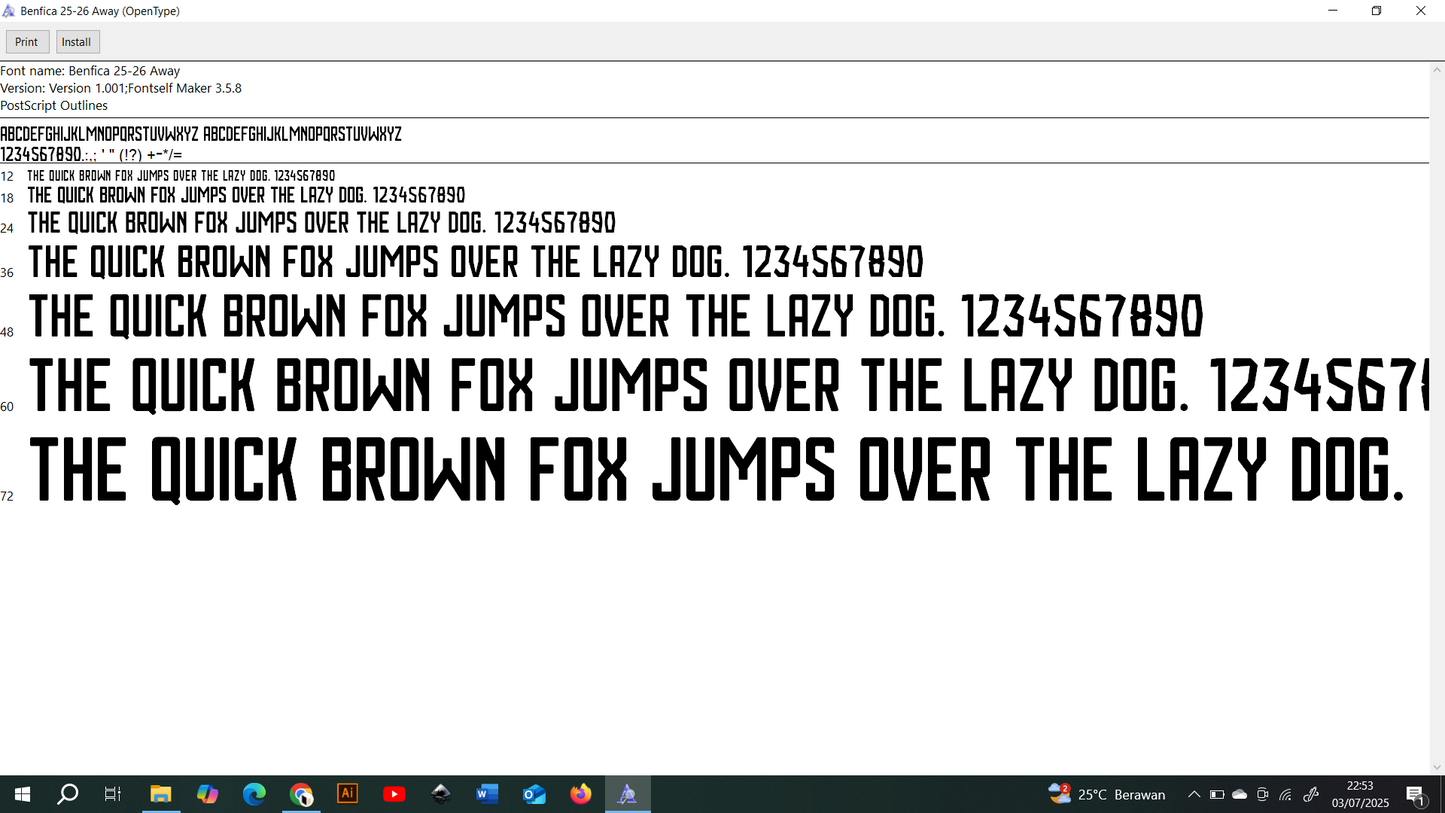 Benfica 2025-2026 Away Font