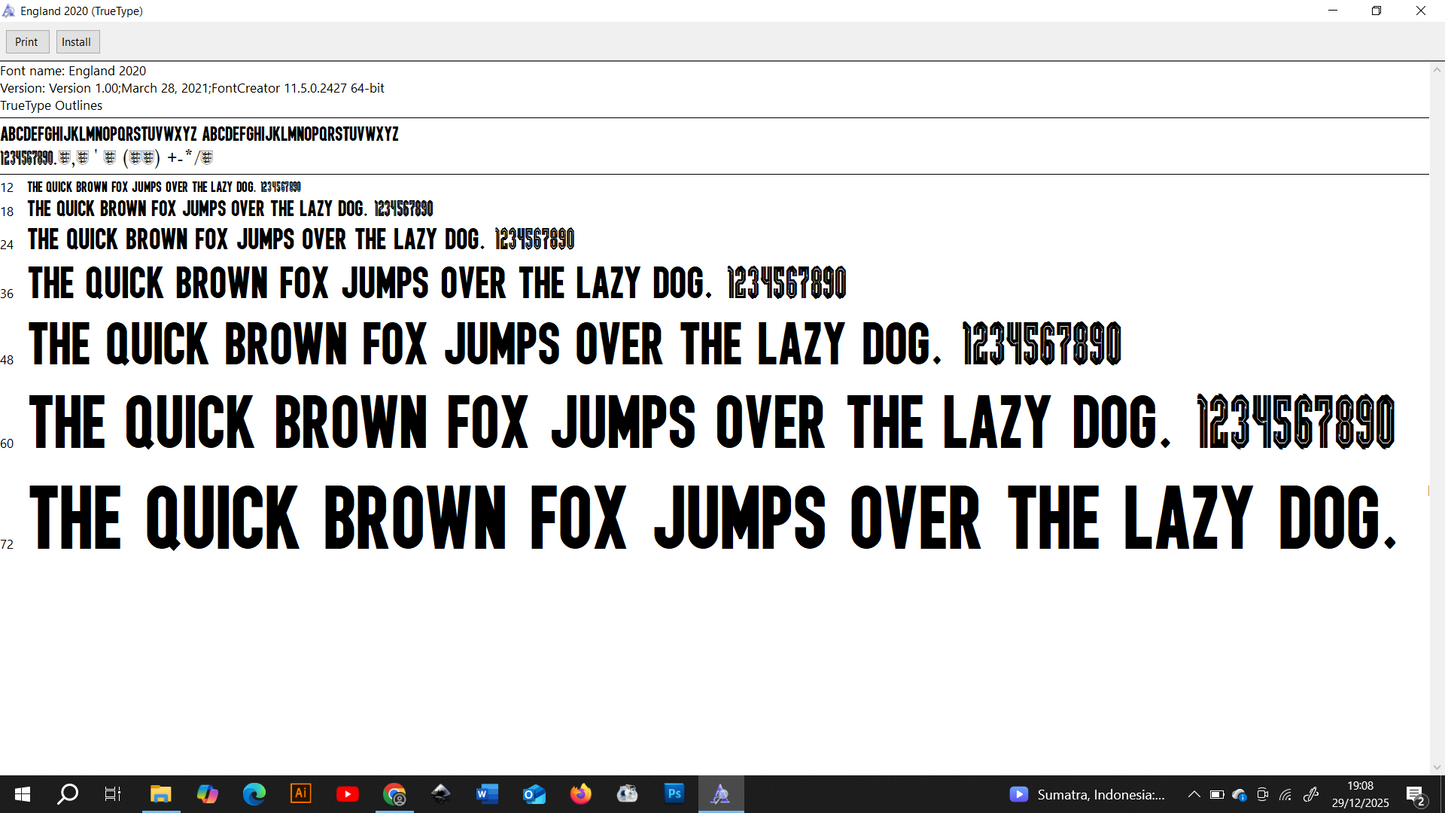 England Euro 2020 Font