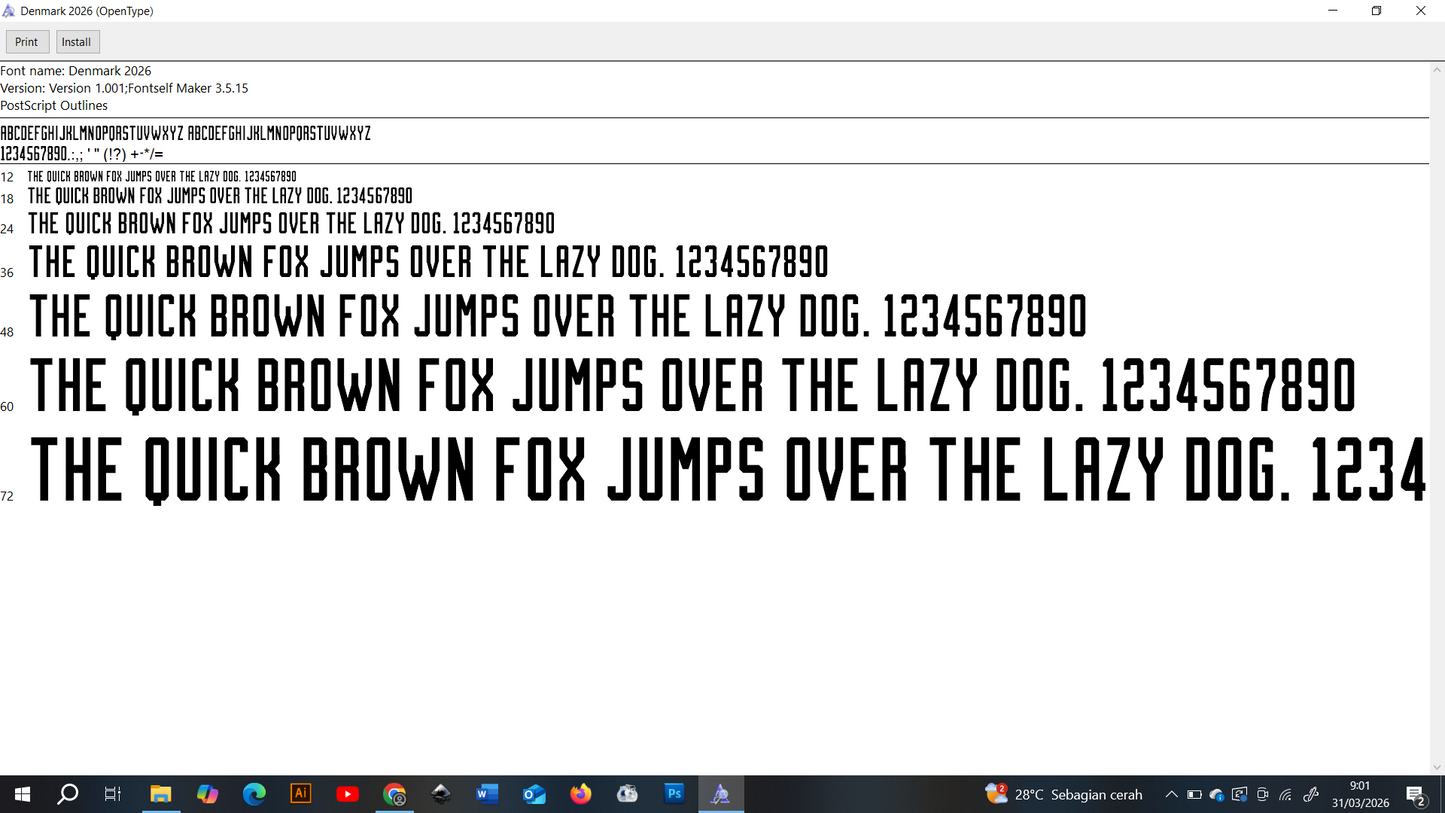 Denmark World Cup 2026 Font