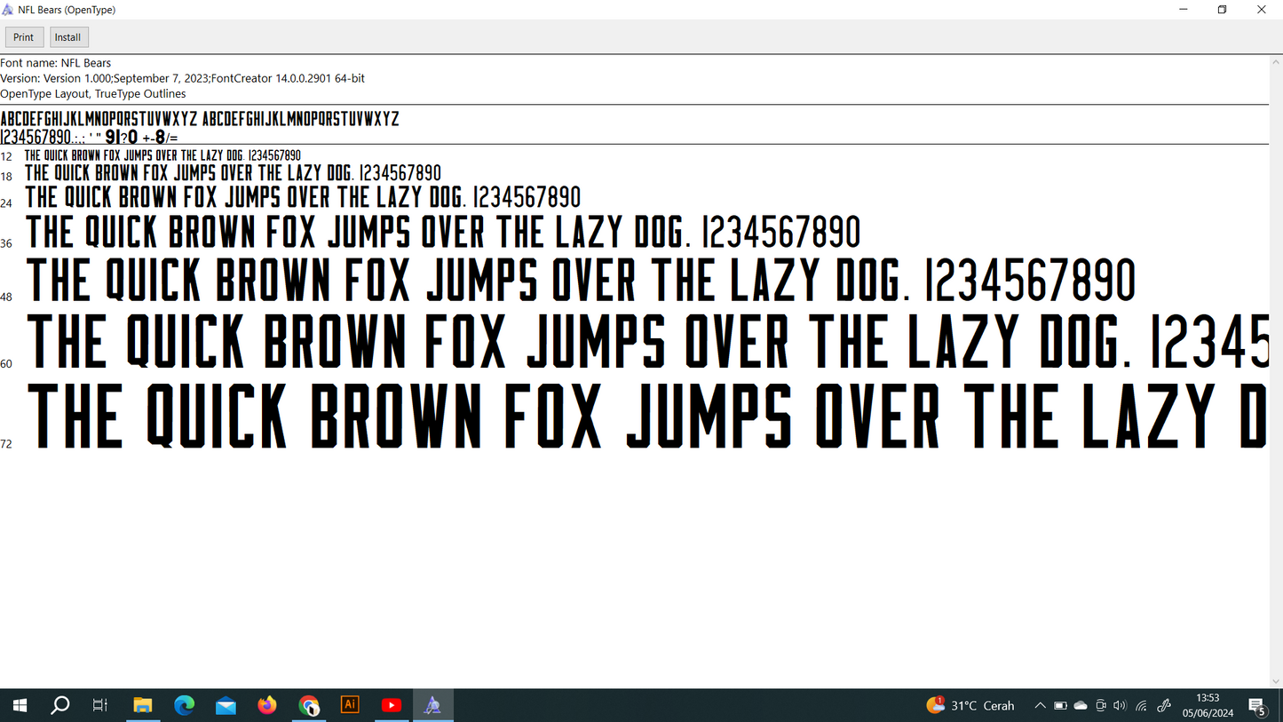 NFL Chicago Bears 2023 Font