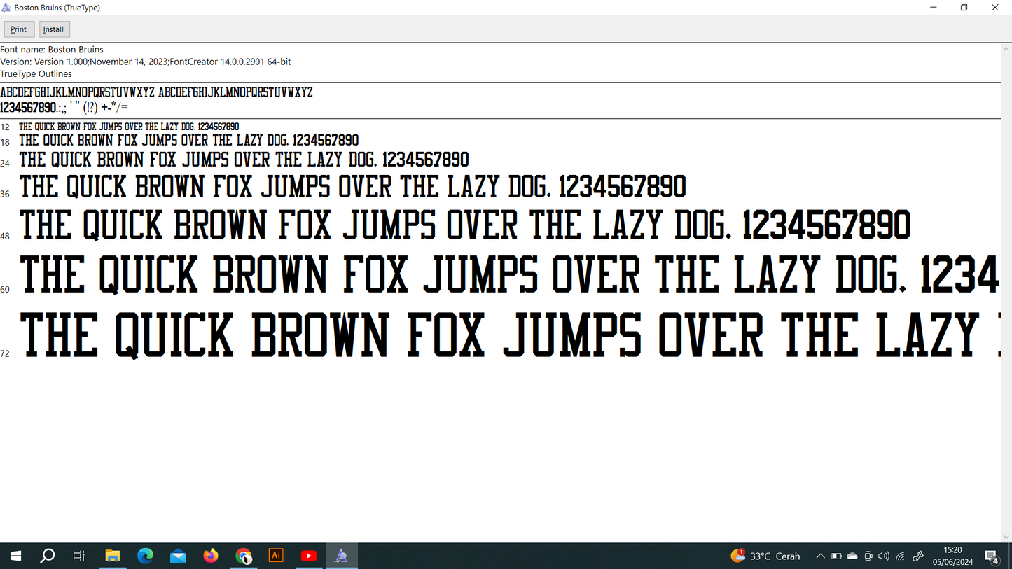 NHL Boston Bruins 2023 Font