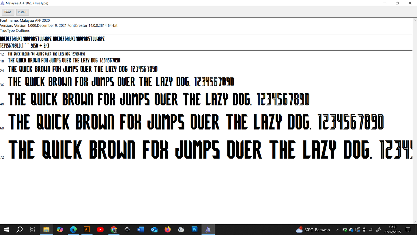 Malaysia AFF 2020 Font