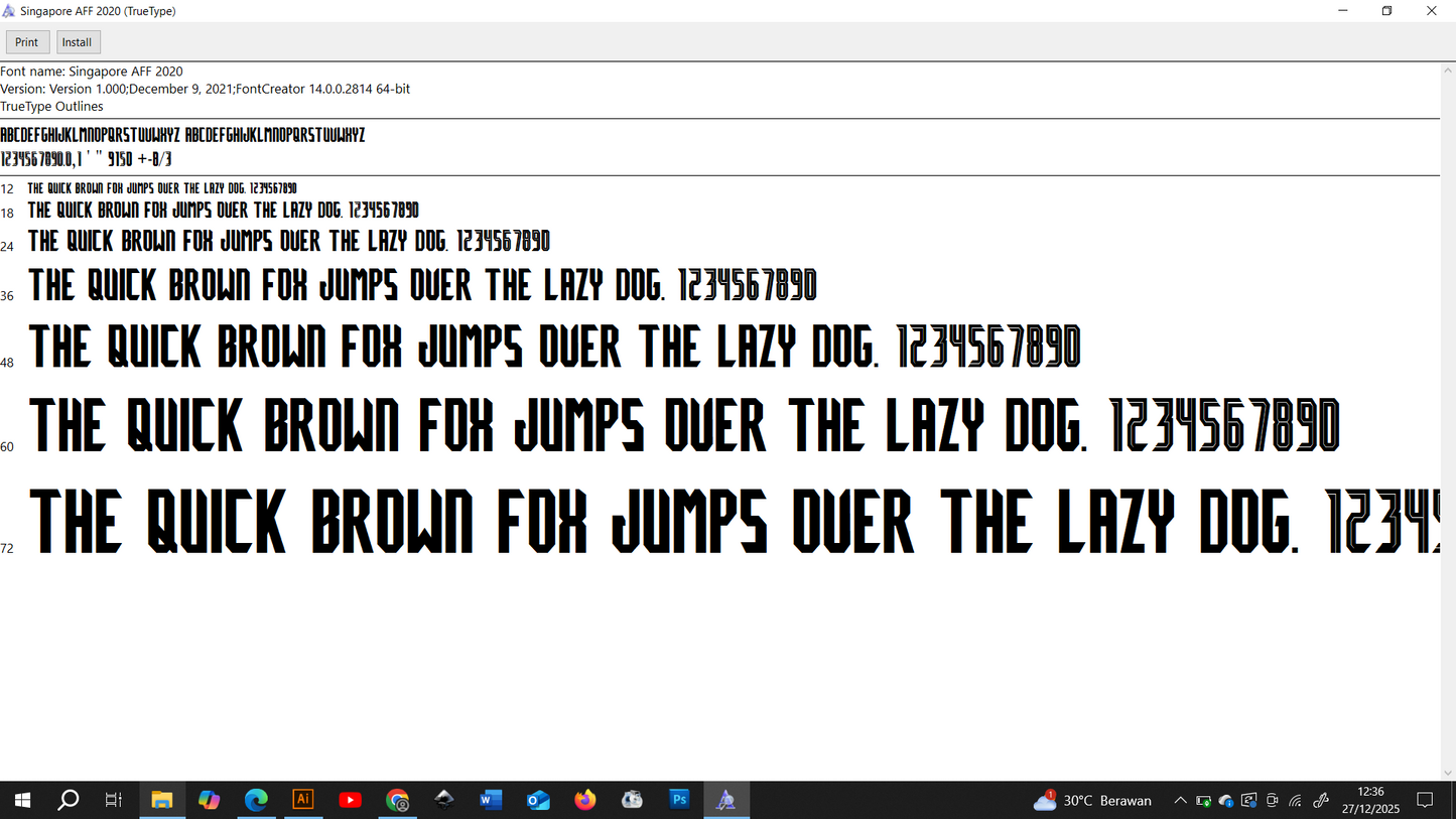 Singapore AFF 2020 Font