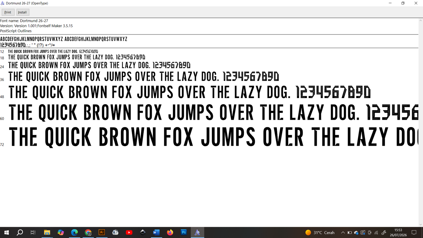 Dortmund 2026-2027 Font