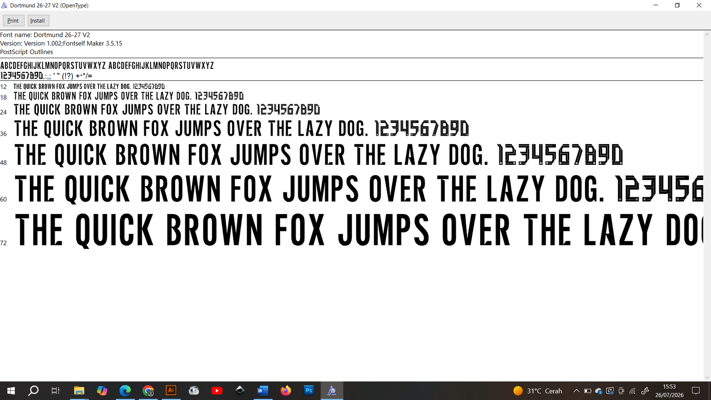 Dortmund 2026-2027 Font