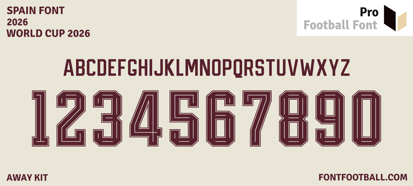 Spain World Cup 2026 Away Font